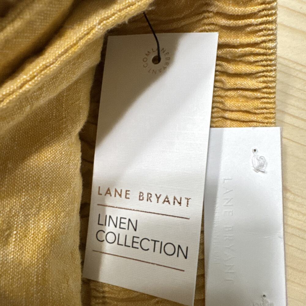 Lane Bryant Wide Leg Crop Pants Women 16 Yellow Mustard Linen Collection MidRise - Picture 15 of 15